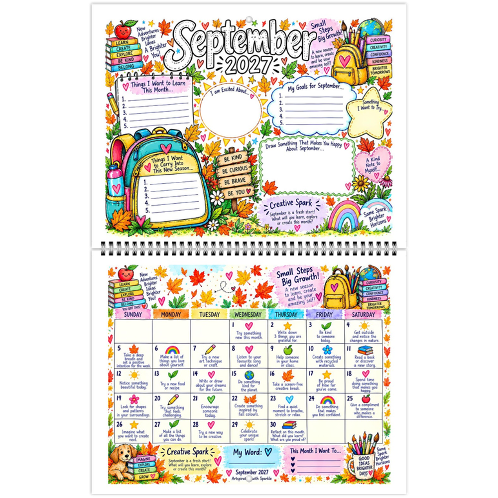 2027 Kids Art & Activity Calendar | RAKKAUS Art & Design (US & CA)